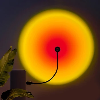 1x USB Naplemente Lámpa LED Szivárvány Neon Éjjeli Lámpa Projektor Fotózás Fal Hangulat Világítás Hálószoba Haza Szoba Dekoráció Ajándék