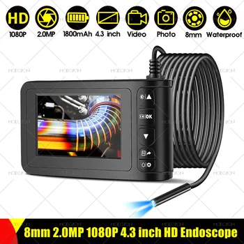 8 mm-es 1080P 4,5 hüvelykes HD Endoszkóp Kamera 1800mAh Ipari Vizsgálati Digitális Videoszkóppal Kígyó Cső Vízálló Videó Füles