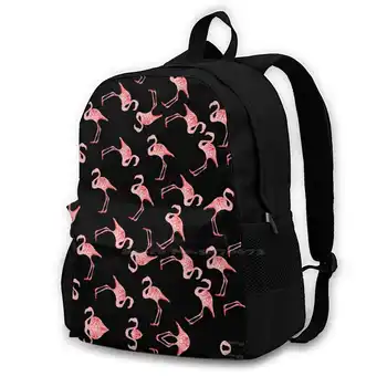 A Fekete Háttér Hátizsák Tanuló Iskolai Laptop Táskában Flamingo Madár Trópusi Floridai Strand Trend Preppy Bahama Lily