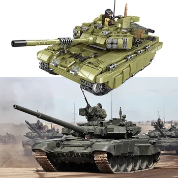 A T-90 Fő harckocsik Kivitelező Oroszország Katonai Modell építőkövei a Felnőttek Játékai a Fiúk Technicial Tégla Ajándékok Gyerekeknek