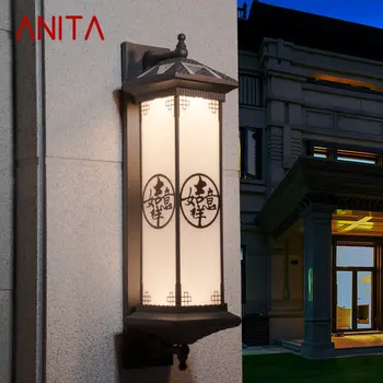 ANITA Kültéri Napelemes Fali Lámpa Kreativitás Kínai Kávé Gyertyatartó Fény LED Vízálló IP65 Haza Villa Erkély, Udvar