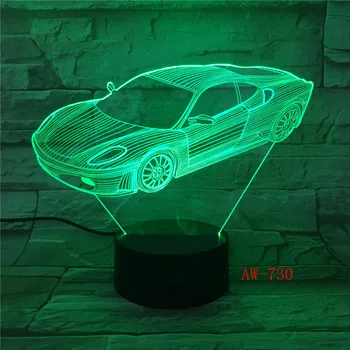 Autó Modell LED 3D-s Lámpa USB Illúzió Színes Asztal asztali Lámpa Gyermekek Hálószoba Éjjeli Lámpa Otthoni Légkör Lámpa Hivatal Ligh AW-720