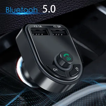 Az ingyenes Szállítási Tételek FM Transmitter Autós Bluetooth 5.0 Vevő TF Autós Kihangosító Dual USB MP3 Lejátszó Audio Vezeték nélküli Autós Adapter
