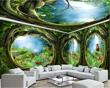 beibehang Nagy divat 3D freskó háttérkép fotó fantasy állatvilágban erdő tele a ház, egyedi falfestmény, háttér dekoráció