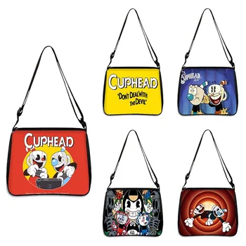 Cuphead Nyomtatás Bevásárló Táska Női Hónalj Táskák Vászon Hangbag Utazás Szabadidő Kuplung Messenger Bags Ajándék