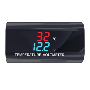 DC 12V LED Digitális Hőmérséklet-Érzékelő Voltmérő 0.28 hüvelyk Kettős Kijelző Termosztát Feszültség Mérő Teszter Autó Motor