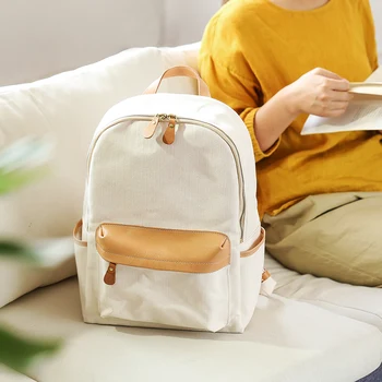 Divat alkalmi szabadtéri magas minőségű vászon női fehér hátizsák hétvégén utazási munka nagy kapacitású női notebook, iskolatáska