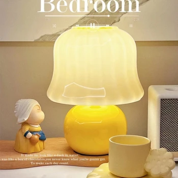 Francia tejszín, gomba asztali lámpa hálószoba ins lány nettó híresség középkori hálószoba éjjeli hangulat dekoratív lámpák