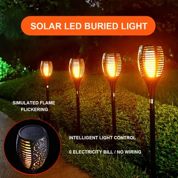 Kültéri Napelemes LED-es Zseblámpa Lámpák Pislákoló Lángok Kerti Táj, valamint az Utak Vízálló kivitel