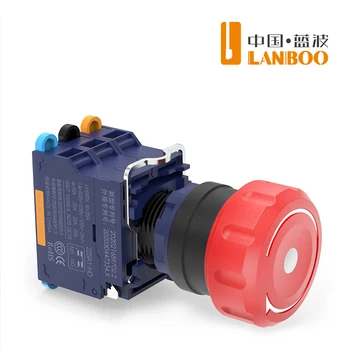LANBOO 22mm Vízálló, Gyorsan Plug Nagy Fej Vörös Fém vészleállító Gomb Kapcsoló Jelzőfény LED E-Stop 2NC XB2 XB4