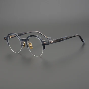 Magas Minőségű Retro-Acetát Szemüveg Keret Férfiak Kerek Kézzel Készített Optikai Szemüveg Rövidlátás Olvasó Nők Receptet Szemüveg