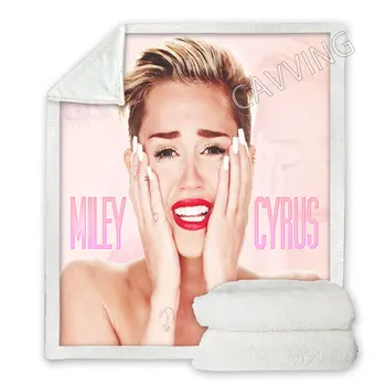 Miley Cyrus 3D Nyomtatott Sherpa Takaró Téglalap lakástextil, Takaró, Polár Hordható Takaró Dobja Takaró lakberendezés