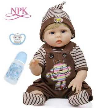 NPK 47 CM teljes test puha szilikon bebe dolll reborn baba fiú baba Koraszülött méret élethű, puha, vízálló fürdő játék