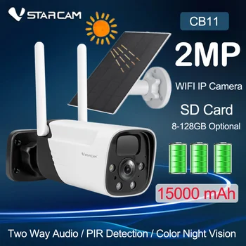 Vstarcam Solar Kültéri Kamera 2MP Videó éjjellátó CCTV Megfigyelő Kamera Napelem 15000mAh Akkumulátor Biztonsági Kamerák