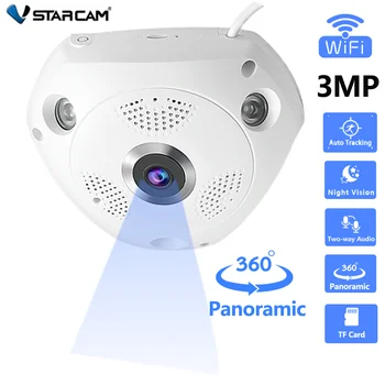 Vstarcam Wifi Panoráma Kamera 3MP Kamera Intelligens Otthon 360 Fokos Panorámás Halszem IP Kamera éjjellátó CCTV Kamera